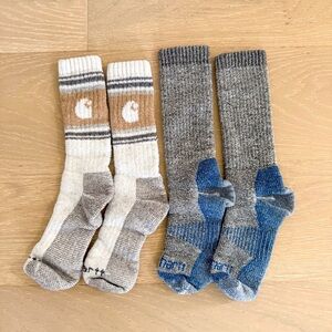 Carhartt Set of 2 Men's Crew Socks Wool Brown Grey Blue